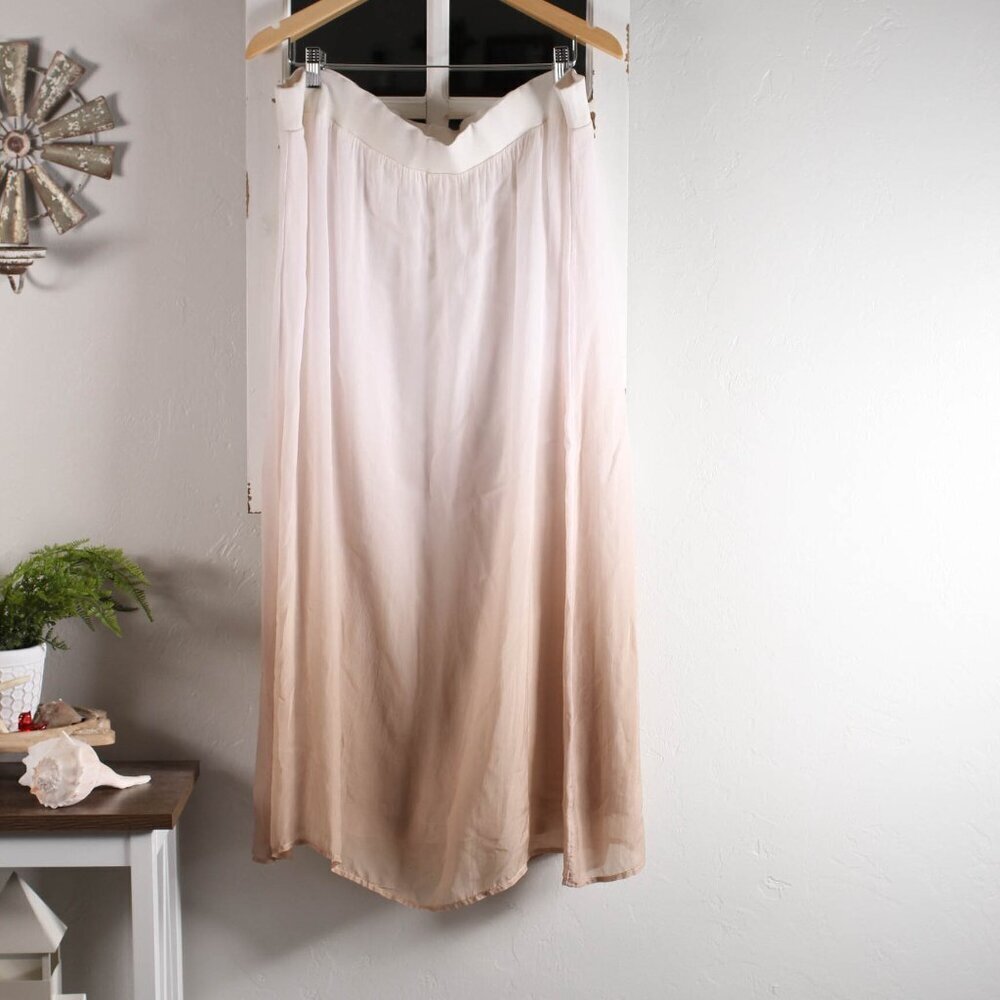 Chico’s White & Tan Ombre Rayon Maxi Skirt - Size 2 - Picture 4 of 5